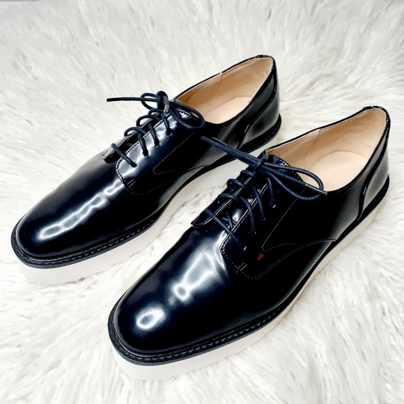 ZARA Basic Vegan Leather Platform Oxford Creepers - Picture 3 of 11